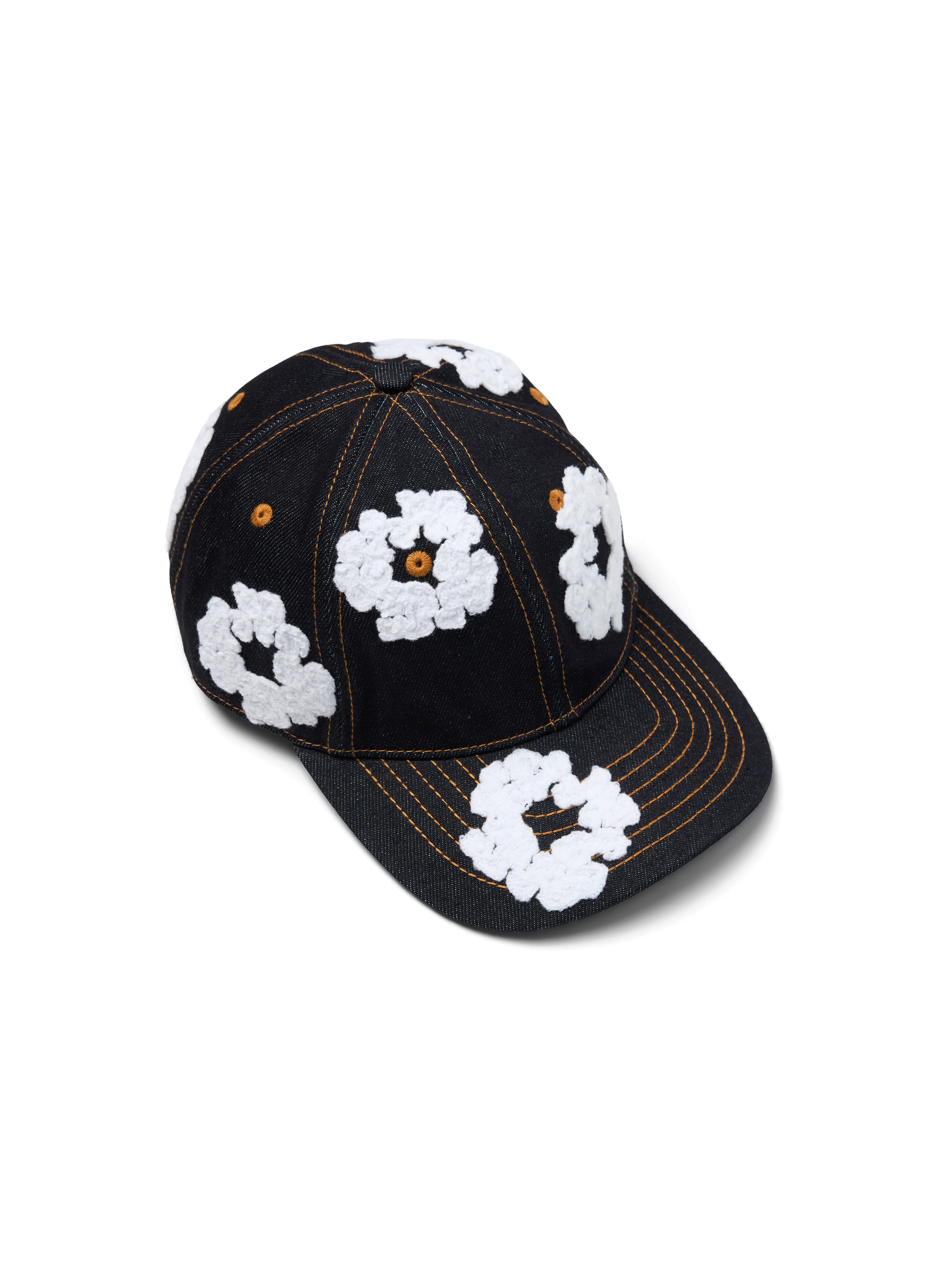 Cotton Wreath Raw Denim Cap Washed Indigo