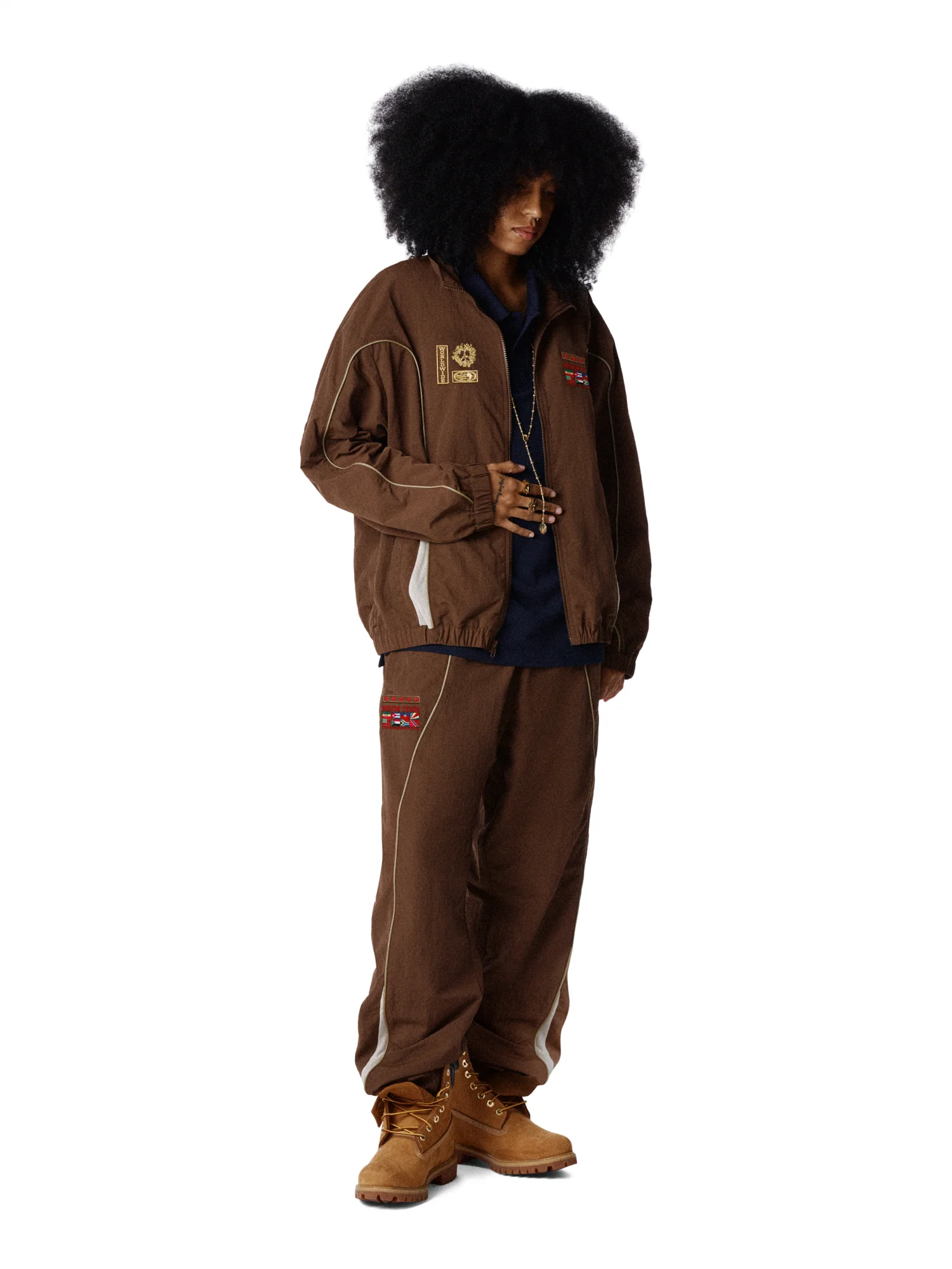 Diaspora Flag Track Jacket Brown