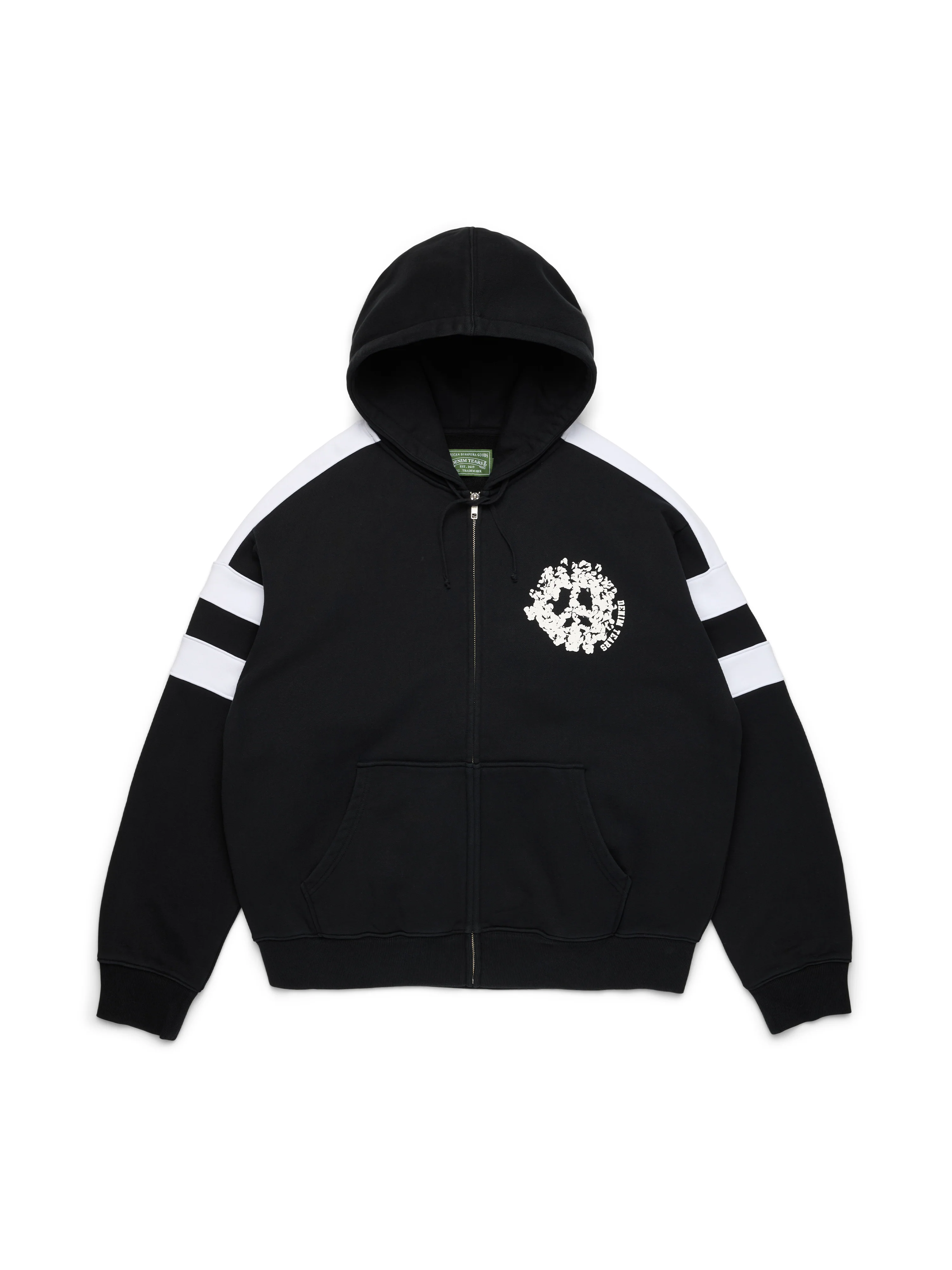 Denim U Paneled Zip Hoodie Black