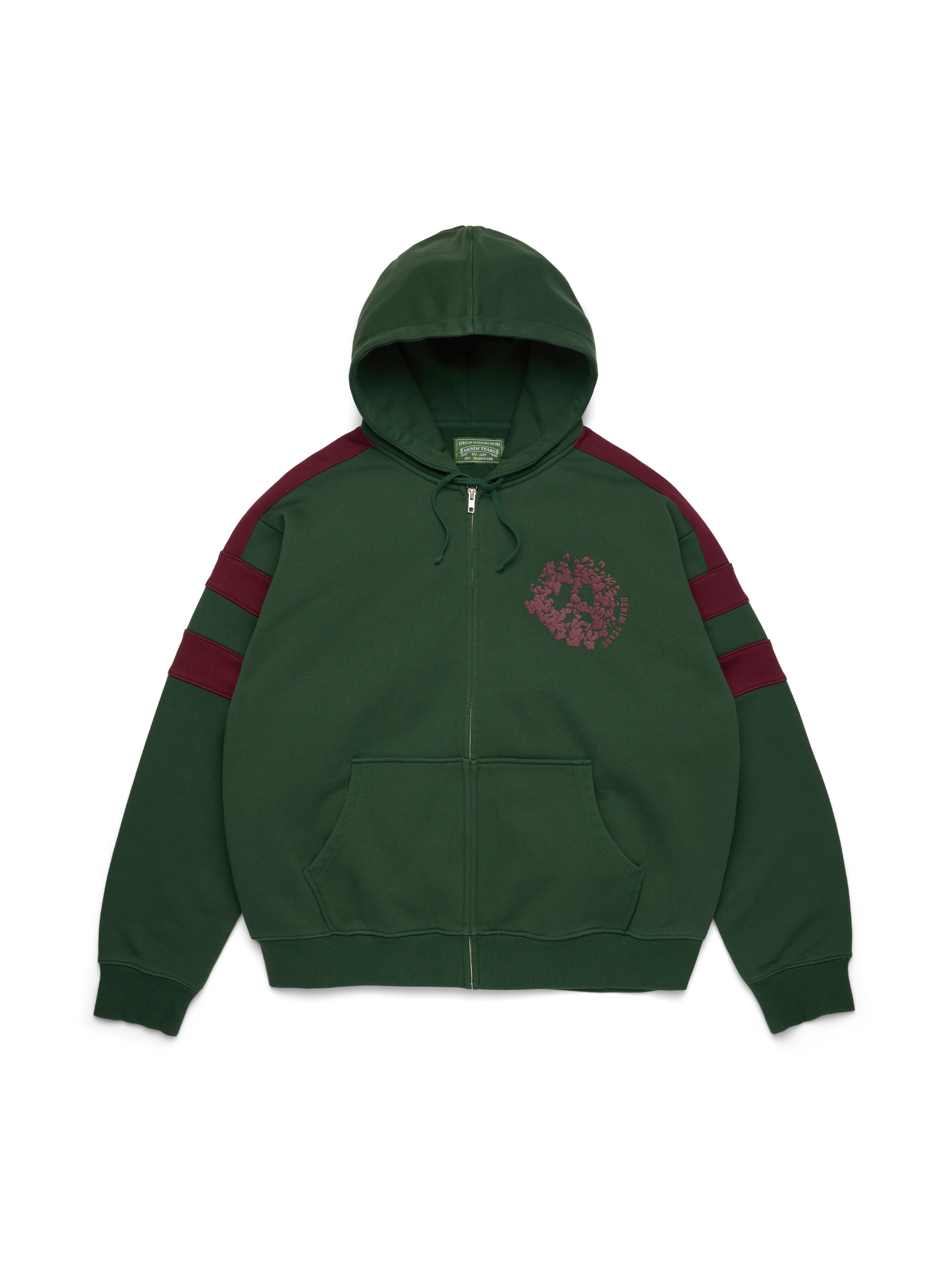 Denim U Paneled Zip Hoodie Green