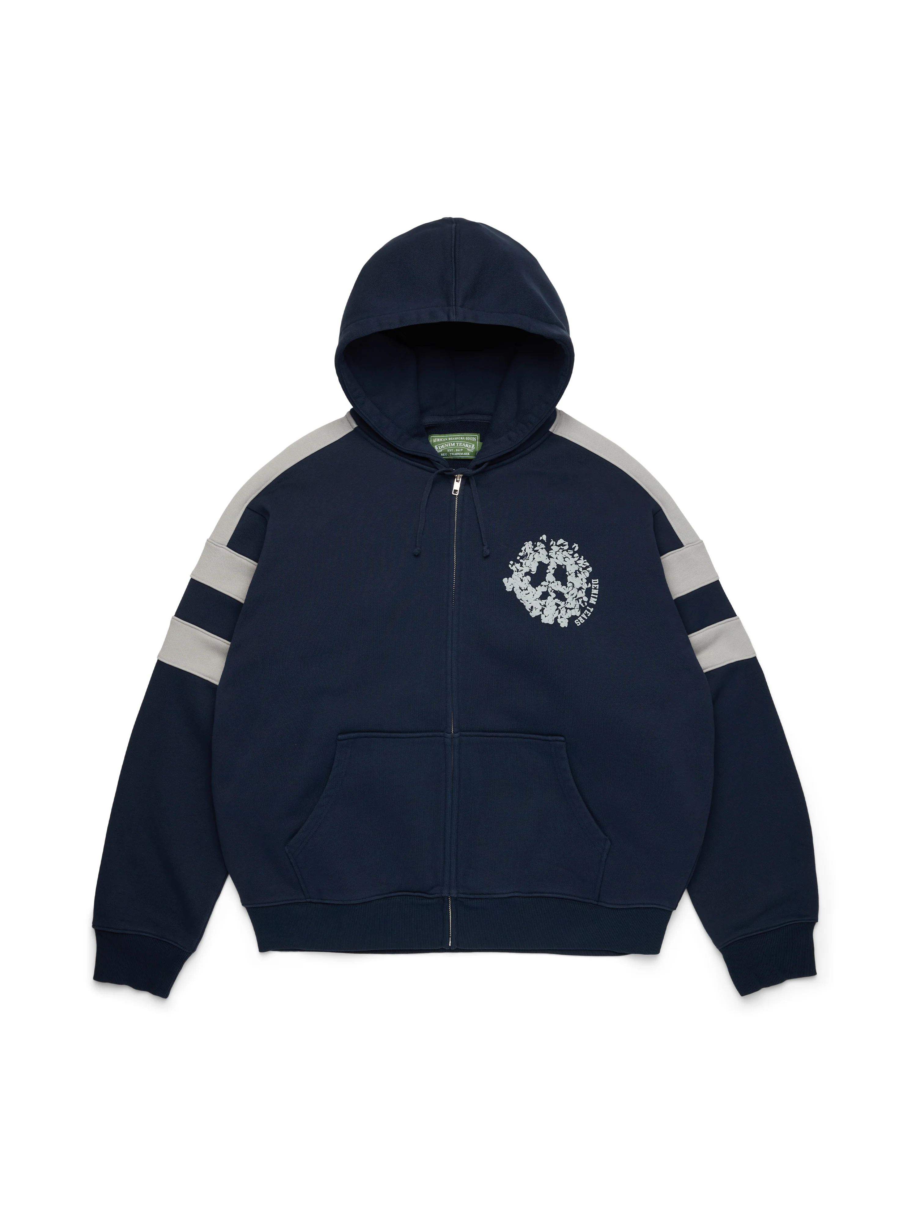 Denim U Paneled Zip Hoodie Navy
