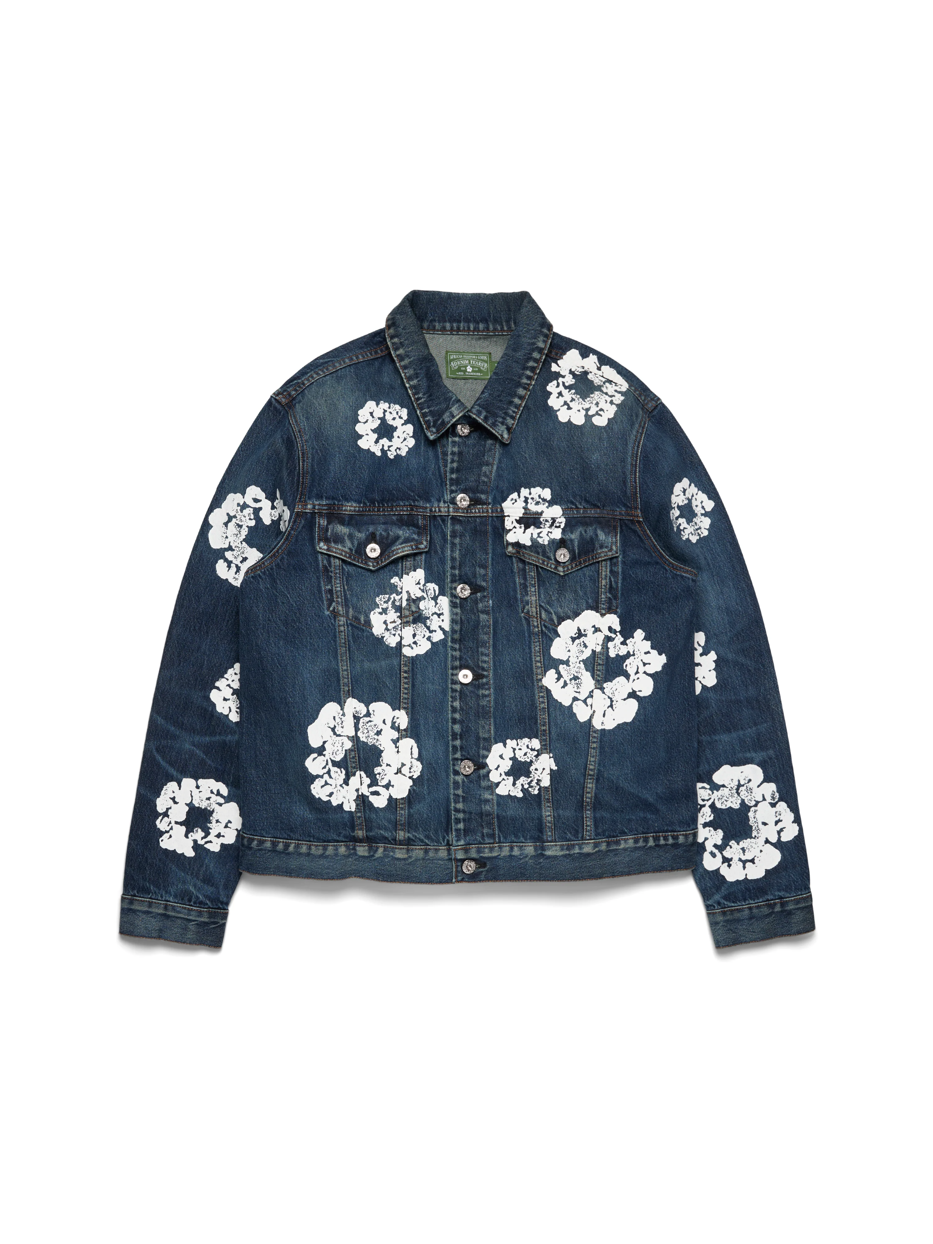 Cotton Wreath Denim Jacket Dark Wash