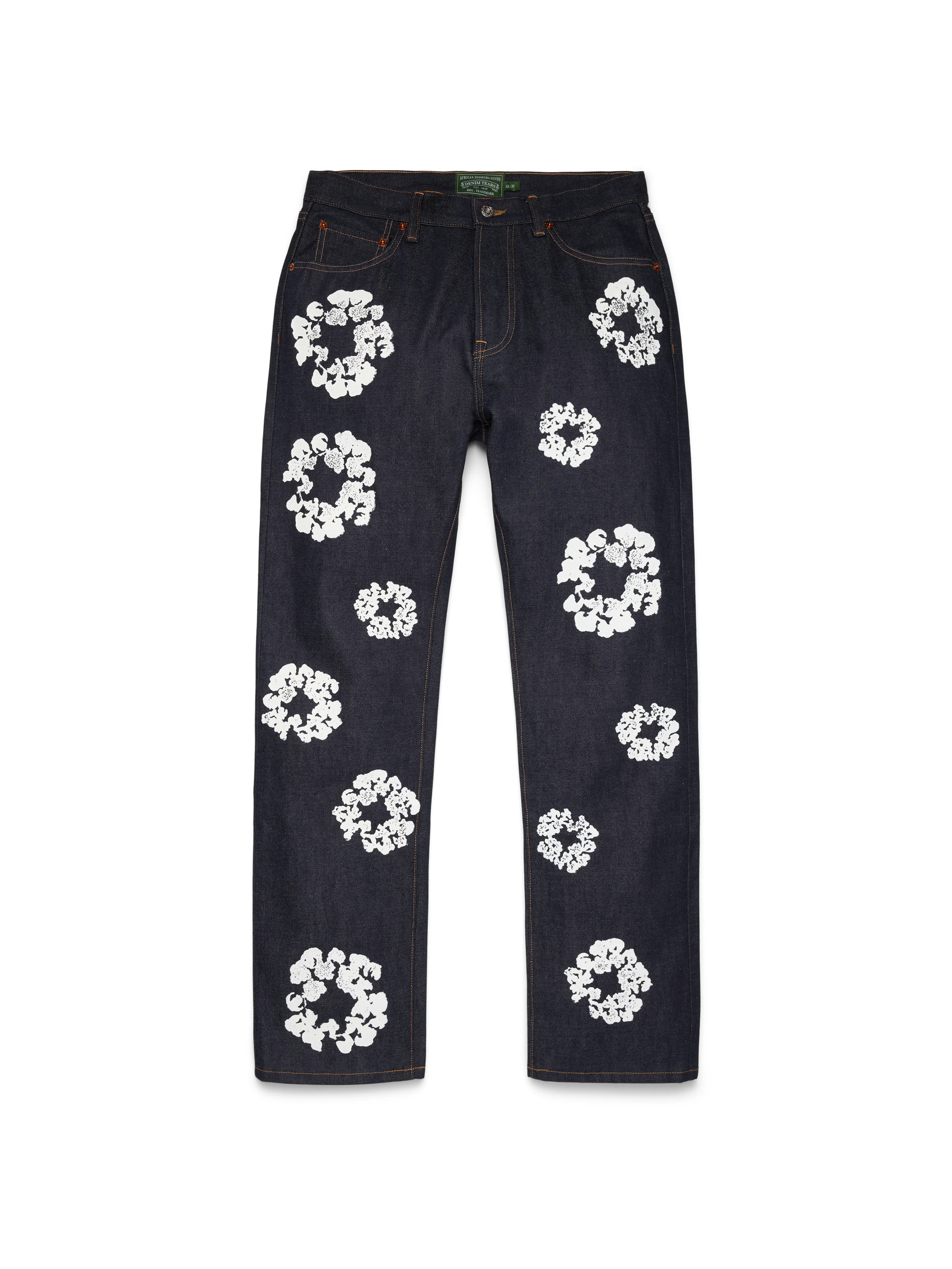 Straight Cotton Wreath Denim Pant Selvedge